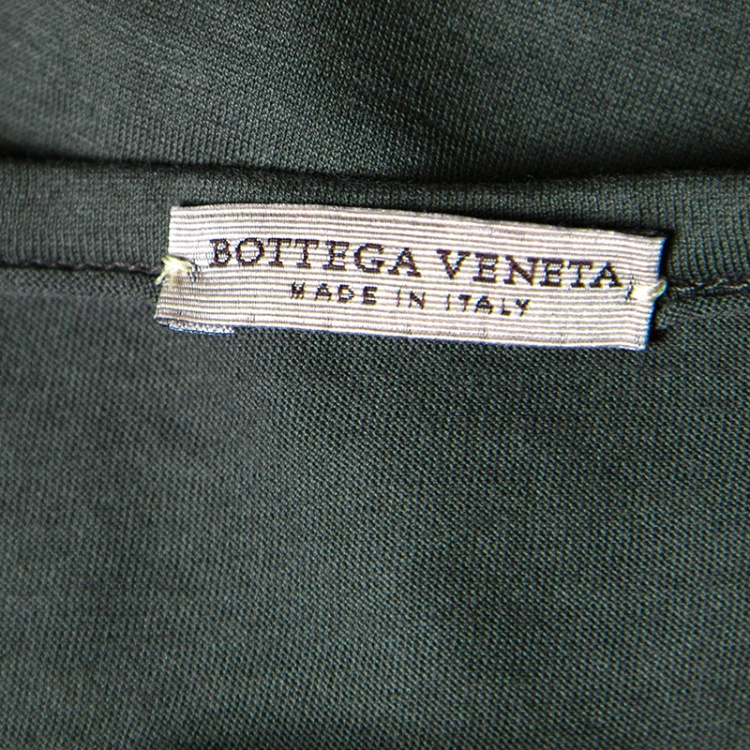 Pre Owned Bottega Veneta Green Jersey Contrast Perforated Knit Trim T-Shirt M
