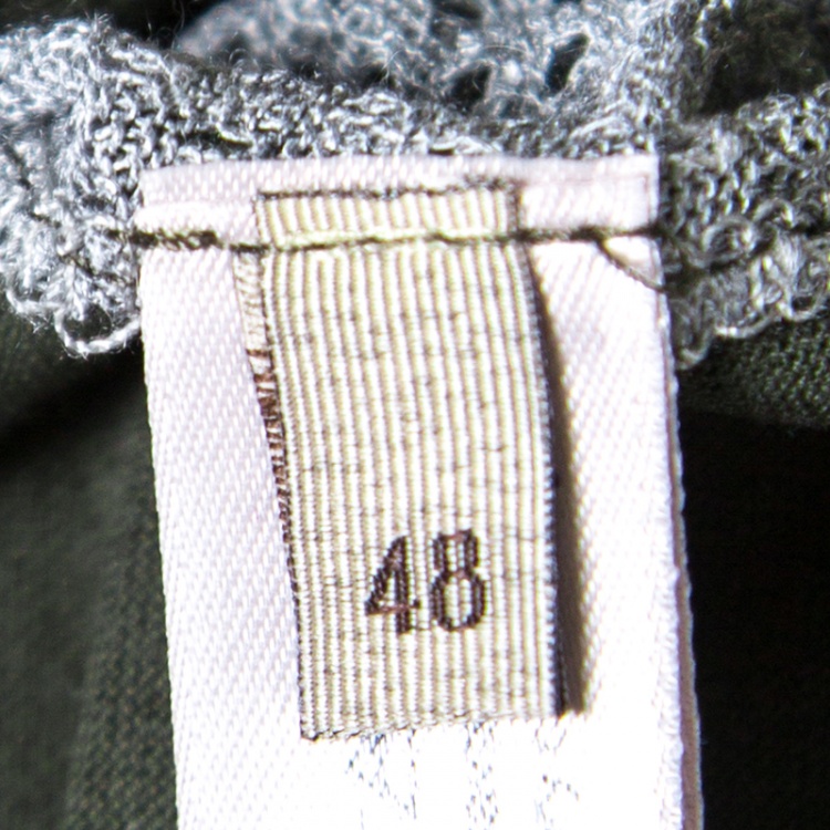 Pre Owned Bottega Veneta Green Jersey Contrast Perforated Knit Trim T-Shirt M