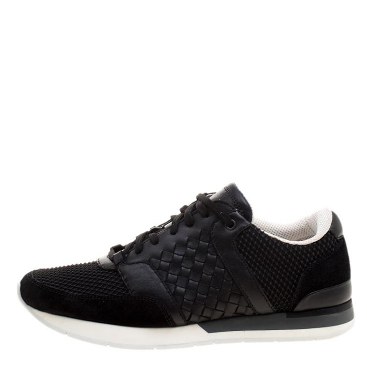 Pre Owned Bottega Veneta Black Leather/Suede and Mesh Sneakers 41
