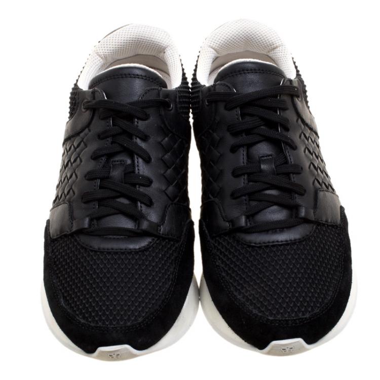 Pre Owned Bottega Veneta Black Leather/Suede and Mesh Sneakers 41