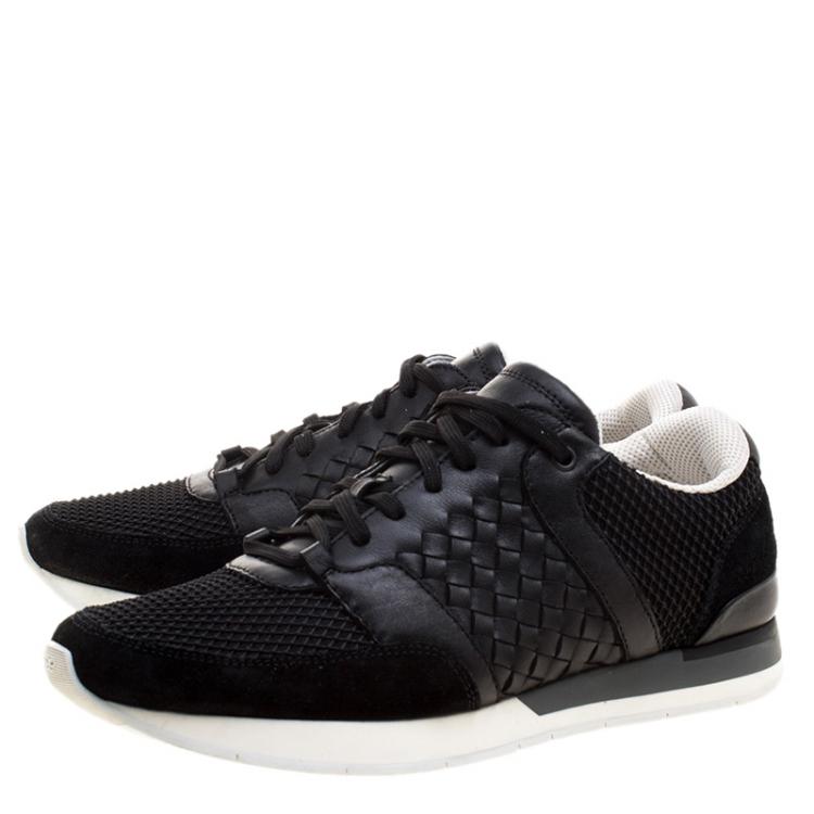 Pre Owned Bottega Veneta Black Leather/Suede and Mesh Sneakers 41