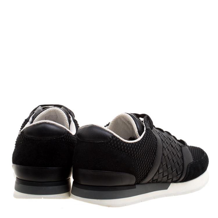 Pre Owned Bottega Veneta Black Leather/Suede and Mesh Sneakers 41