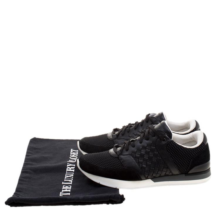 Pre Owned Bottega Veneta Black Leather/Suede and Mesh Sneakers 41