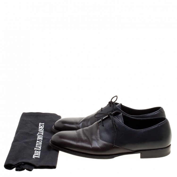 Pre Owned Bottega Veneta Black/Brown Leather Oxfords Size 42
