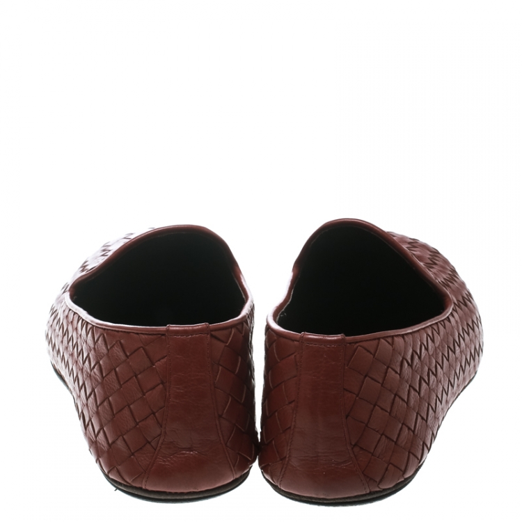 Pre Owned Bottega Veneta Brown Intrecciato Leather Smoking Slippers Size 40