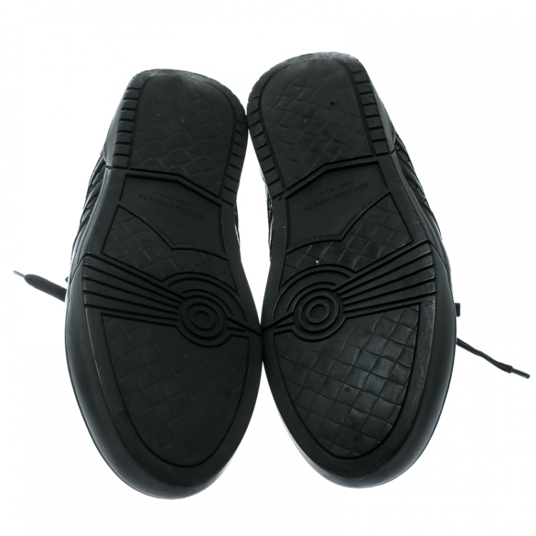 Pre Owned Bottega Veneta Black Intrecciato Leather Speedstar Sneakers Size 44.5