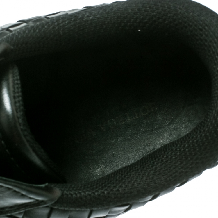 Pre Owned Bottega Veneta Black Intrecciato Leather Speedstar Sneakers Size 44.5