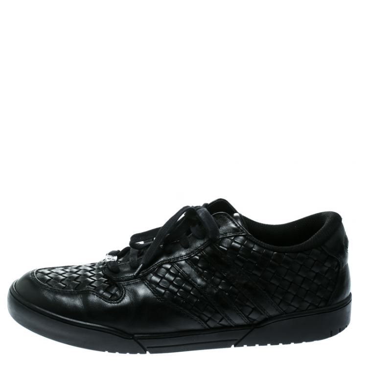 Pre Owned Bottega Veneta Black Intrecciato Leather Speedstar Sneakers Size 44.5