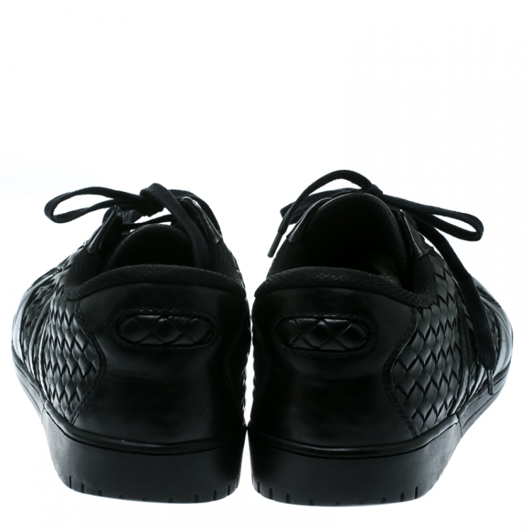 Pre Owned Bottega Veneta Black Intrecciato Leather Speedstar Sneakers Size 44.5