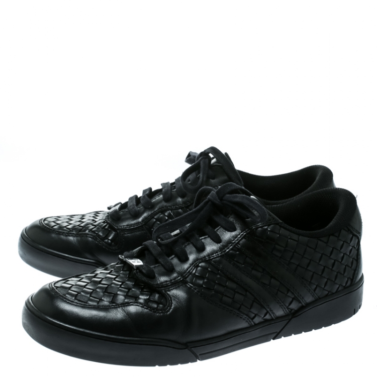 Pre Owned Bottega Veneta Black Intrecciato Leather Speedstar Sneakers Size 44.5