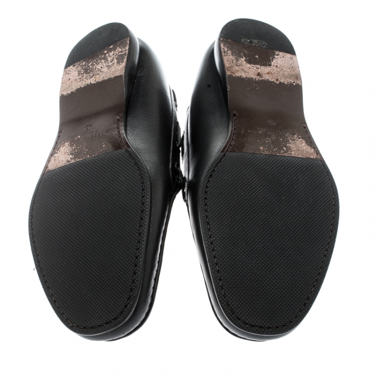 Pre Owned Bottega Veneta Black Intrecciato Leather Loafers Size 45