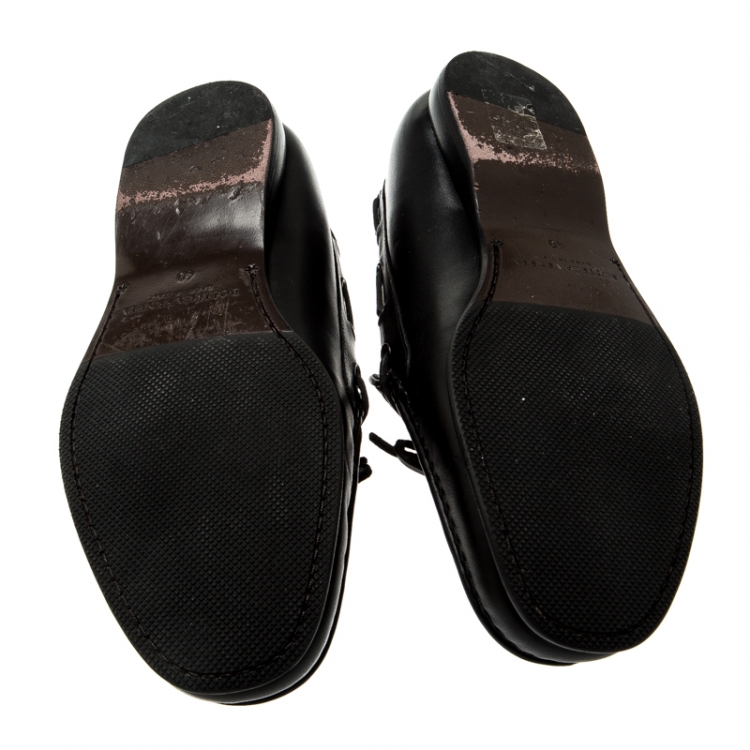 Pre Owned Bottega Veneta Black Intrecciato Leather Driver Loafers Size 40