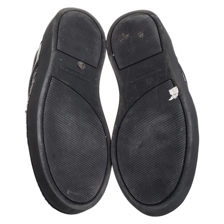Pre Owned Bottega Veneta Black Intrecciato Leather Dodger Slip-on Sneakers Size 42