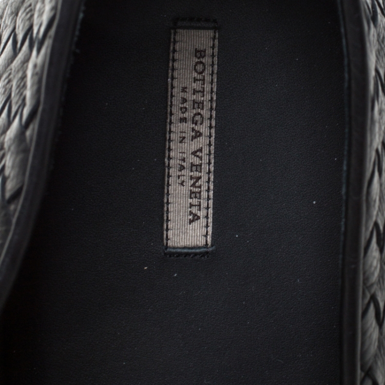 Pre Owned Bottega Veneta Black Intrecciato Leather Smoking Slippers Size 45.5