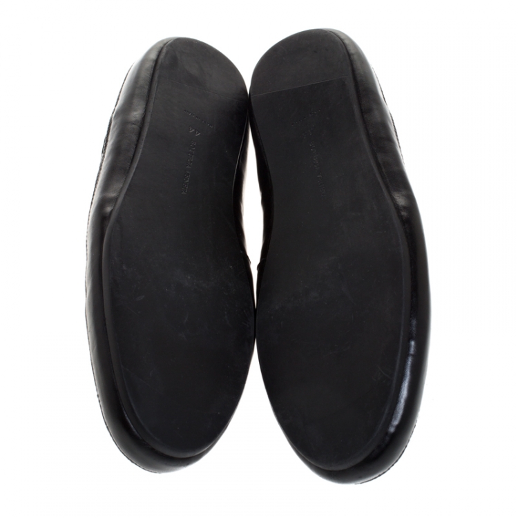 Pre Owned Bottega Veneta Black Intrecciato Leather Smoking Slippers Size 44