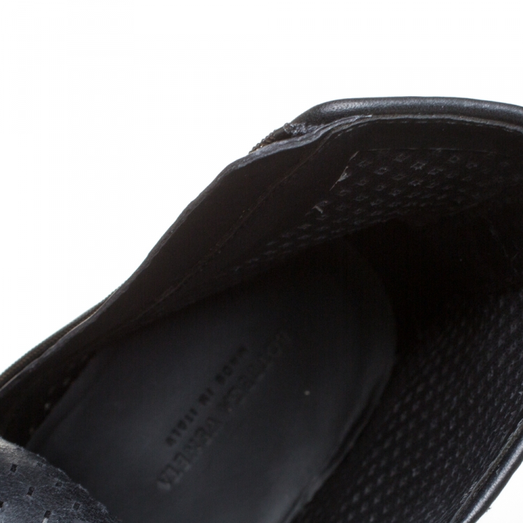 Pre Owned Bottega Veneta Black Perforated Leather Loafer Boots Size 40