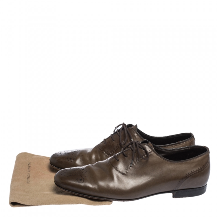 Pre Owned Bottega Veneta Brown Leather Brogue Oxfords Size 42