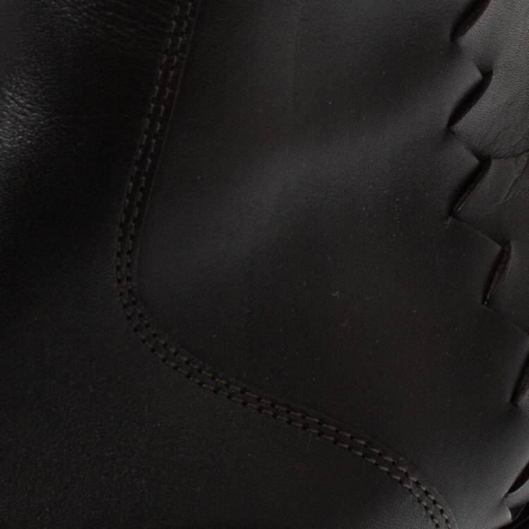 Pre Owned Bottega Veneta Cocoa Leather Zip Ankle Boots Boots Size 40