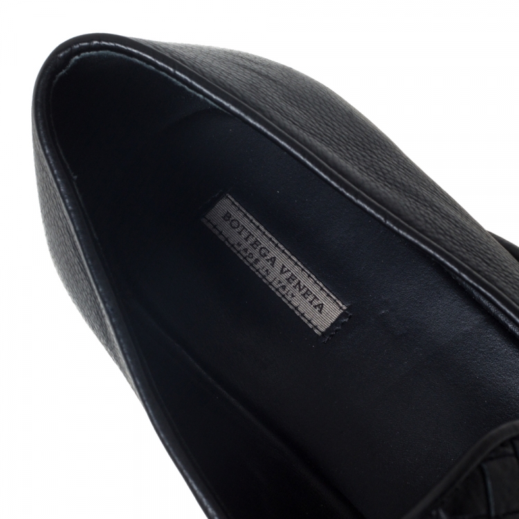 Pre Owned Bottega Veneta Black Intrecciato Leather Loafers Size 42