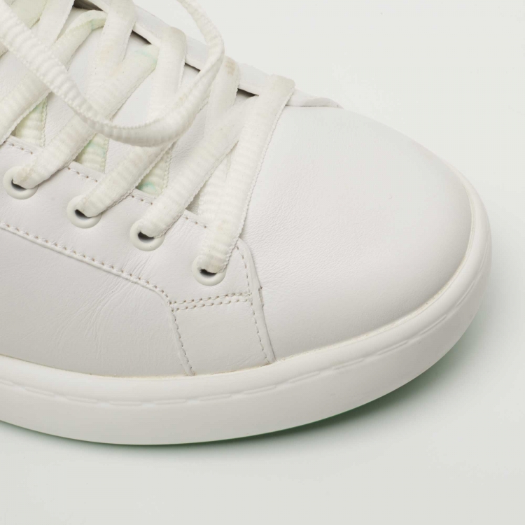 Pre Owned Bottega Veneta White Leather Lace Up Sneakers Size 41