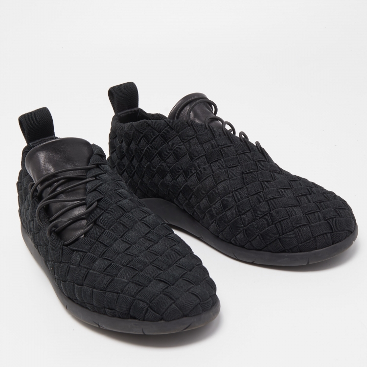 Pre Owned Bottega Veneta Woven Fabric Elasticated Intrecciato Sneakers Size 41.5