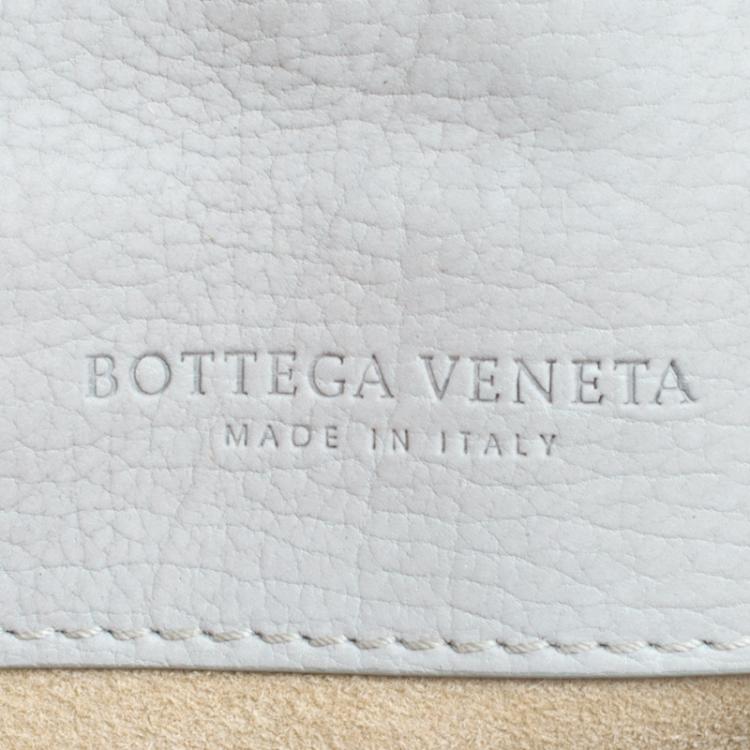 Pre Owned Bottega Veneta Grey Intrecciato Leather Crocodile Trim Briefcase 