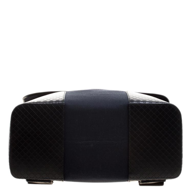 Pre Owned Bottega Veneta Navy Blue/Black Canvas and Intrecciato Leather Backpack 