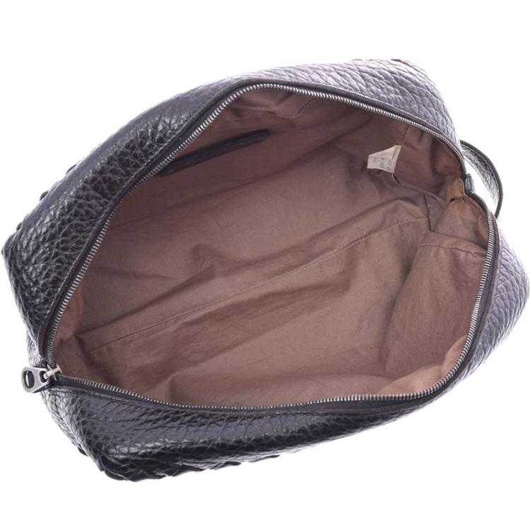 Pre Owned Bottega Veneta Black Intrecciato Leather Clutch Bag