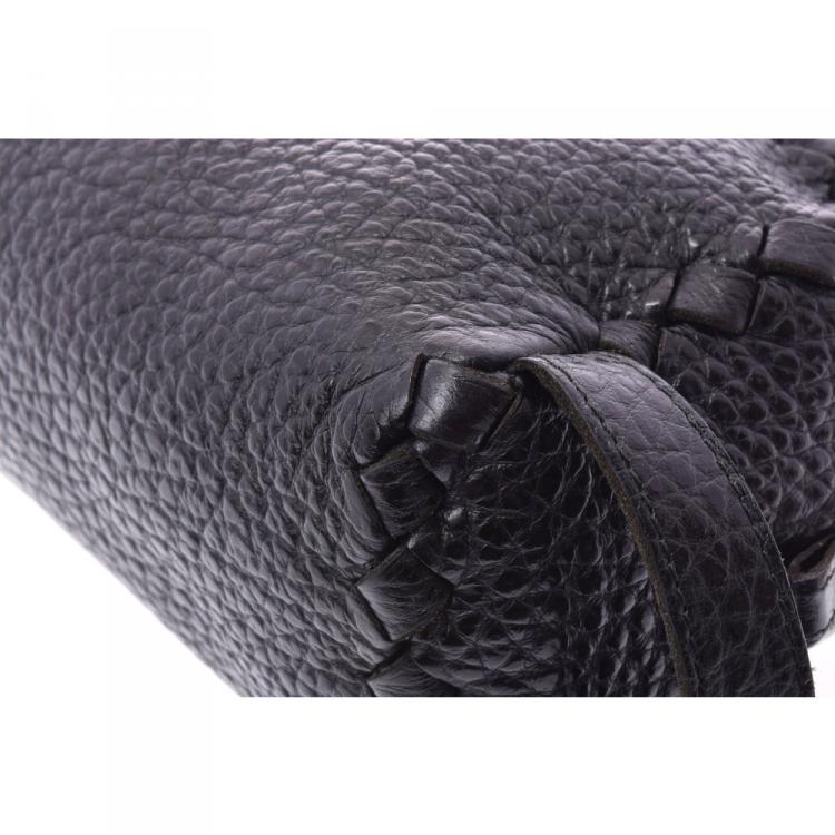 Pre Owned Bottega Veneta Black Intrecciato Leather Clutch Bag