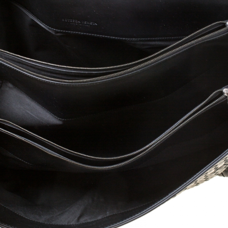 Pre Owned Bottega Veneta Black Intrecciato Leather Briefcase  