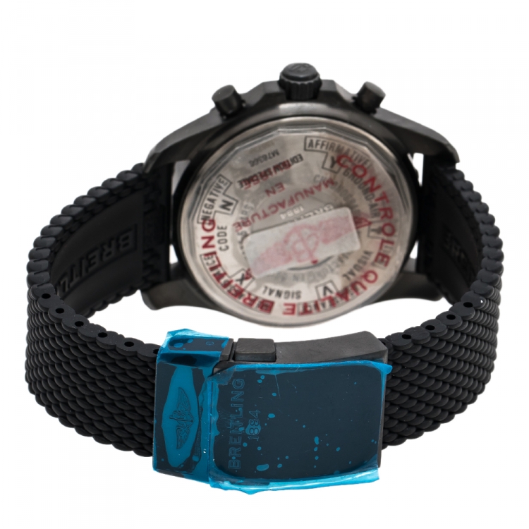 Pre Owned Breitling Black PVD Coated Stainless Steel Rubber Chronospace Military M7836622 Men's Wristwatch 48 mm