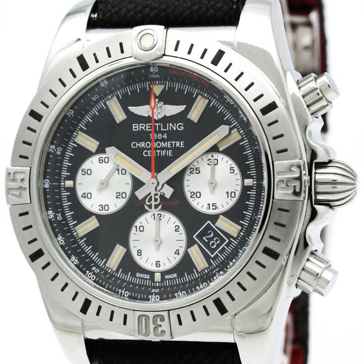 مملوكة مسبقًا Breitling Black Stainless Steel Chronomat Men's Wristwatch 44MM