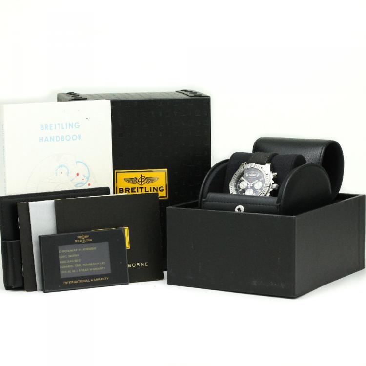مملوكة مسبقًا Breitling Black Stainless Steel Chronomat Men's Wristwatch 44MM