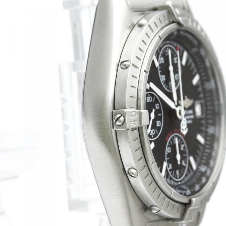 Pre Owned Breitling Black Stainless Steel Blackbird Men's Wristwatch 40MM
