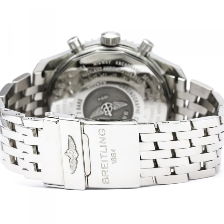 Pre Owned Breitling White Stainless Steel Navitimer Men's Wristwatch 46MM