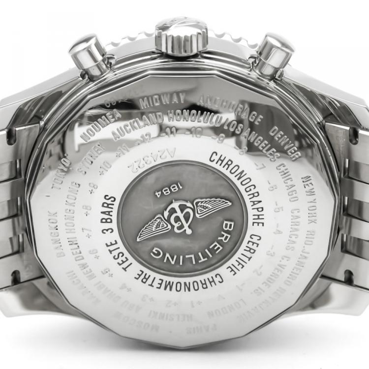 Pre Owned Breitling White Stainless Steel Navitimer Men's Wristwatch 46MM