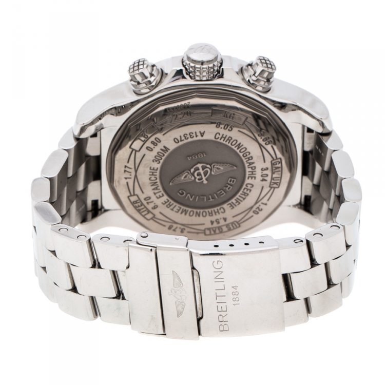 Pre Owned Breitling Black Stainless Steel Super Avenger A13370 Men's Wristwatch 48 mm