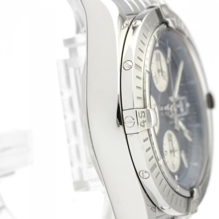 Pre Owned Breitling Blue Stainless Steel Chronomat Evolution A13356 Men's Wristwatch 44MM