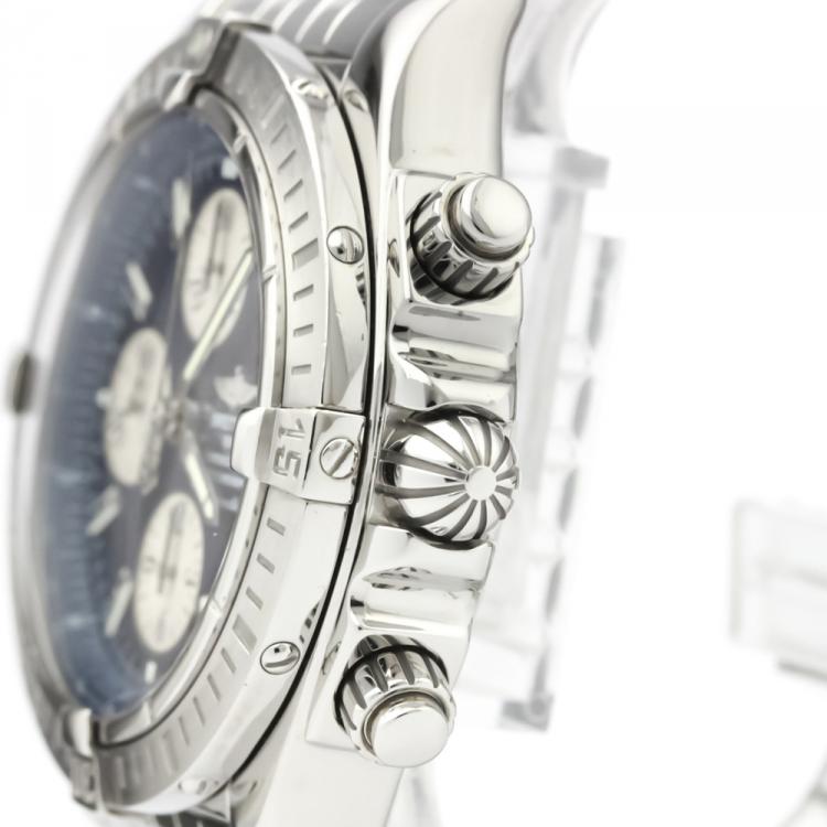 Pre Owned Breitling Blue Stainless Steel Chronomat Evolution A13356 Men's Wristwatch 44MM