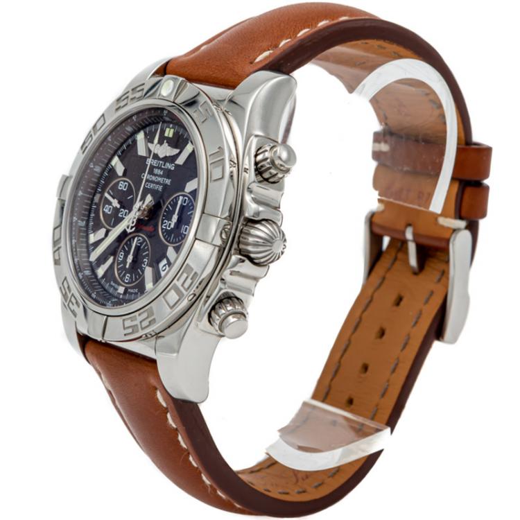 Pre Owned Breitling Black Chronomat Stainless Steel Automatic Men'S Watch 44MM