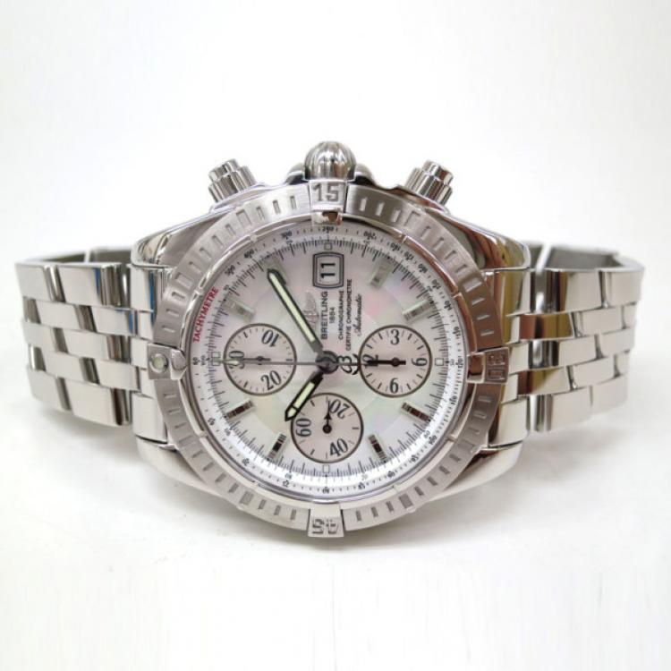 Pre Owned Breitling Choronomat Evolution MOP Wristwatch Shell Mens 