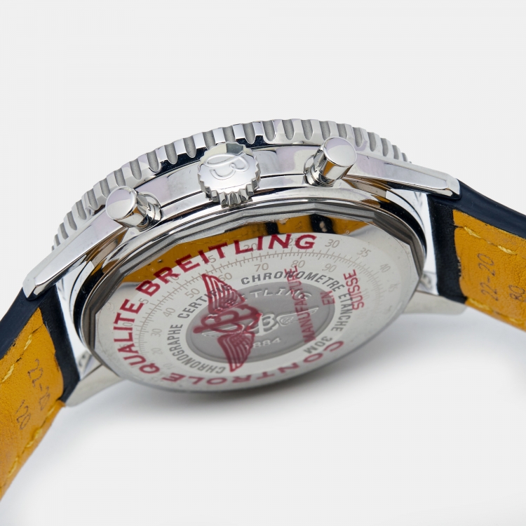 Pre Owned Breitling Blue Stainless Steel Calfskin Navitimer A13324121C1X1 Men's Wristwatch 41 mm 