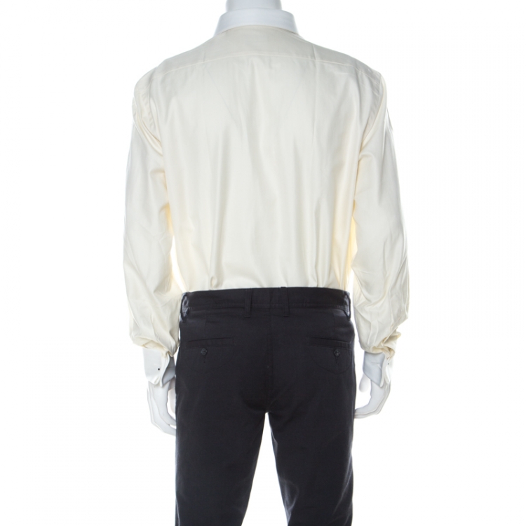 Pre Owned Brioni Cream Cotton Button Front Shirt L 