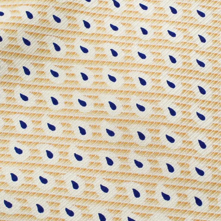 Pre Owned Brioni Yellow & Blue Polka Dotted Silk Tie