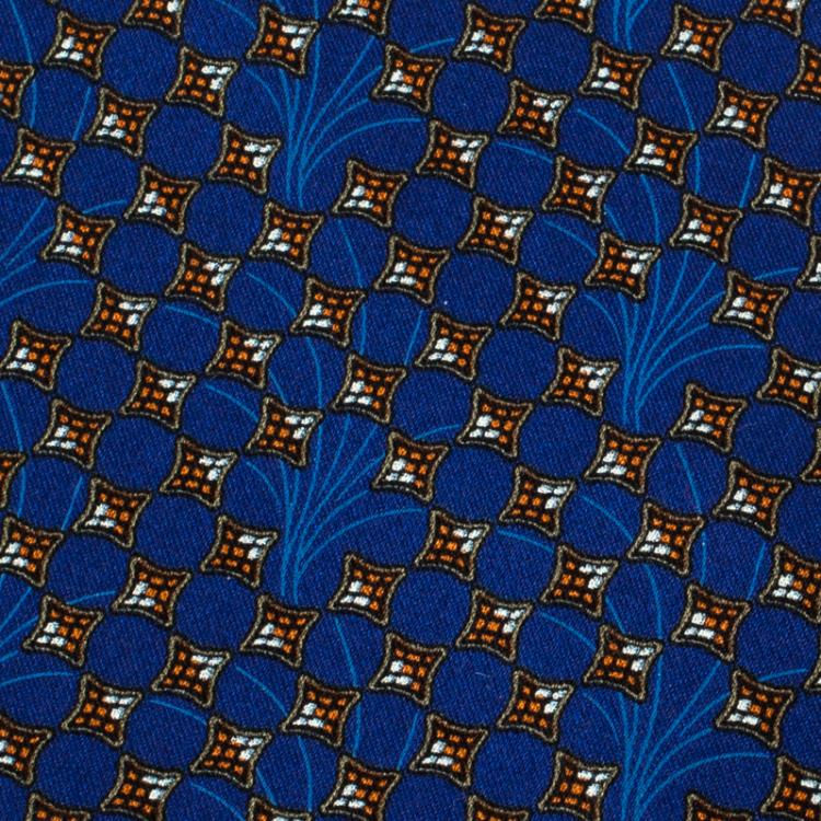 Pre Owned Brioni Navy Blue Printed Silk Tie