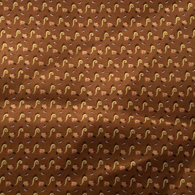 Pre Owned Brioni Brown Printed Silk Pocket Square
