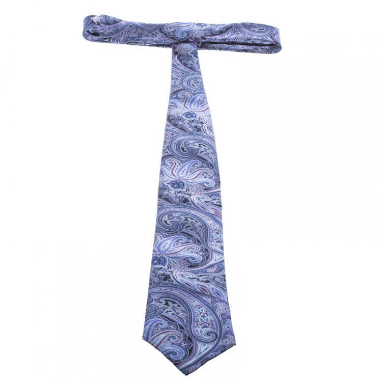 مملوكة مسبقًا Brioni Multicolor Paisley Printed Silk Tie