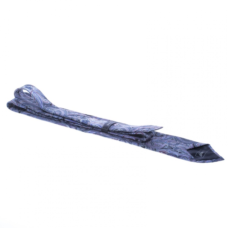 مملوكة مسبقًا Brioni Multicolor Paisley Printed Silk Tie
