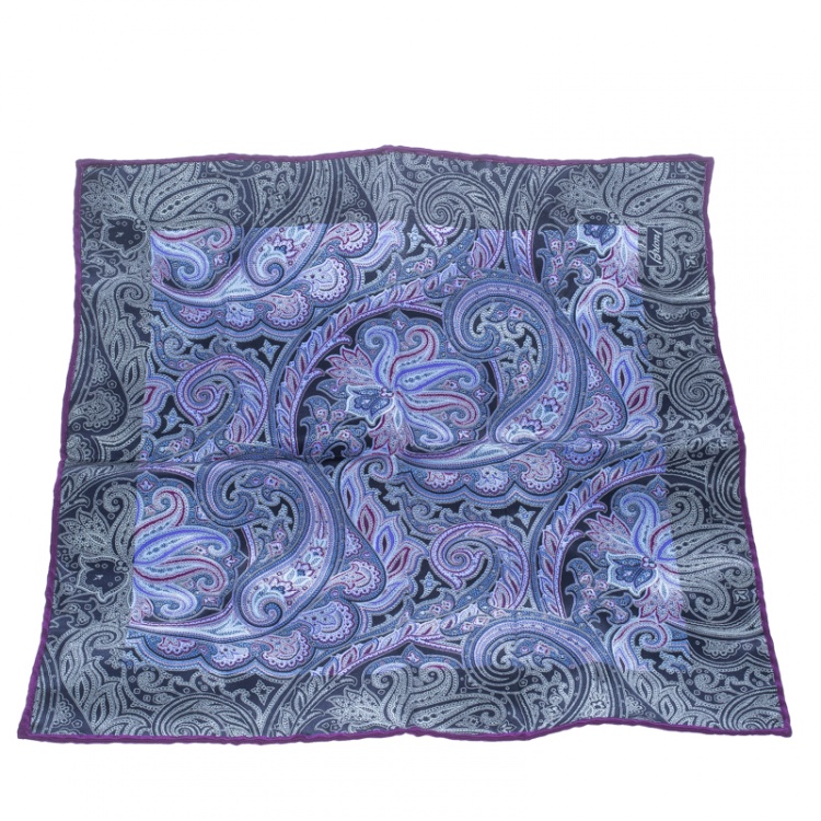 Pre Owned Brioni Multicolor Paisley Printed Silk Pocket Square