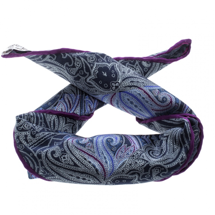 Pre Owned Brioni Multicolor Paisley Printed Silk Pocket Square